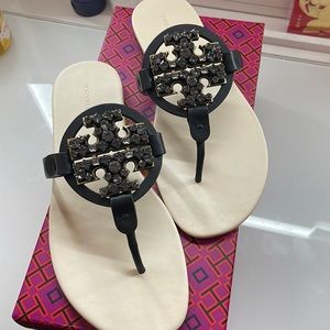 Brand New Tory Burch Crystal Miller Nappa Leather Sandals!